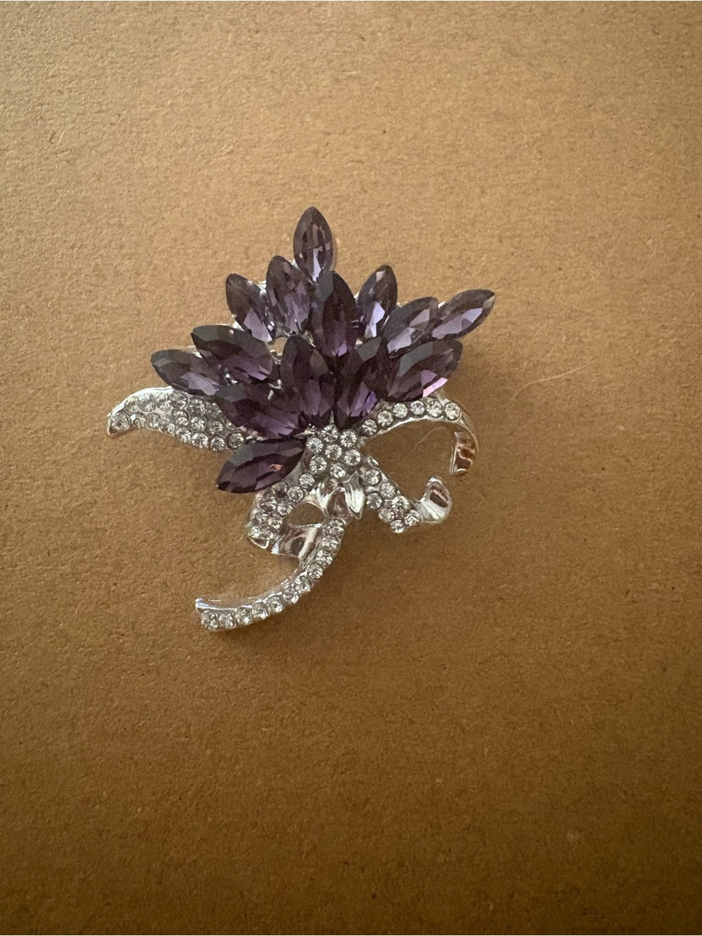 Purple Crystal Floral Brooch - Women Jewelry